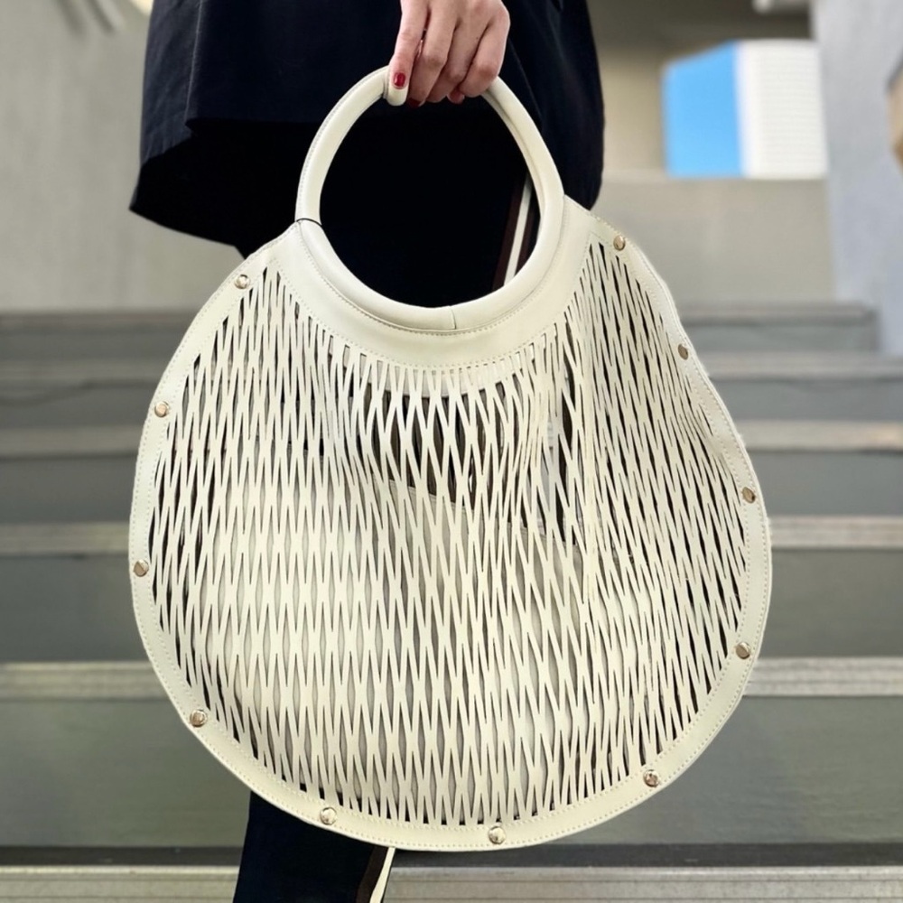 Cult gaia Cream Circular Cutout Tote Bag